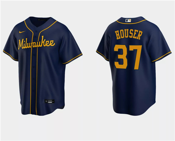 Milwaukee Brewers #37 Adrian Houser Navy Cool Base Stitched Jersey - Zenithce