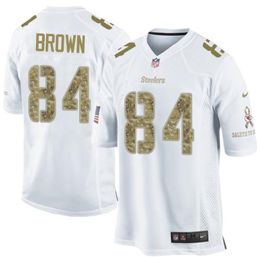 Steelers #84 Antonio Brown White Stitched Limited Salute To Service Nike Jersey - Zenithce