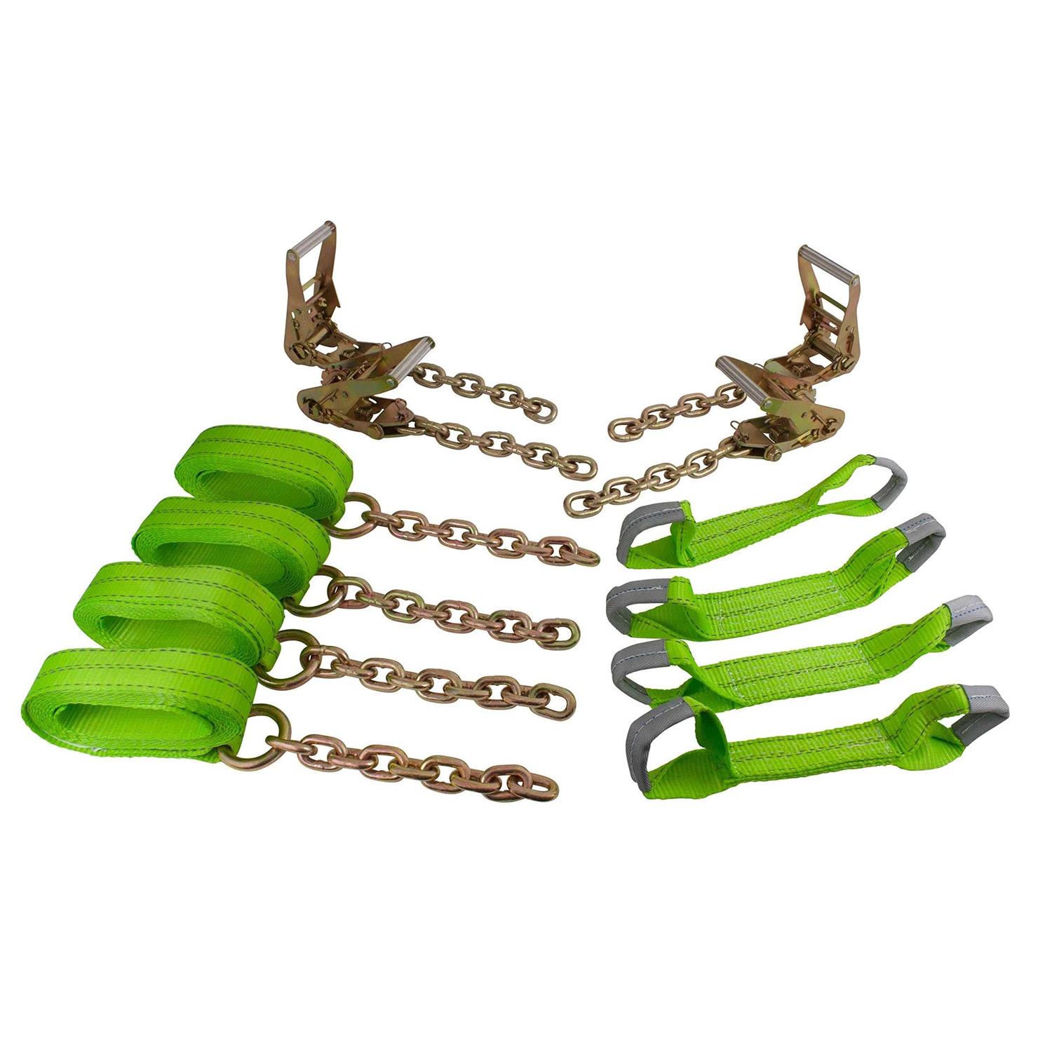 Mytee Products 8 Point Roll Back Vehicle Tie Down Kit with Chain Extension on Both Ends - Zenithce