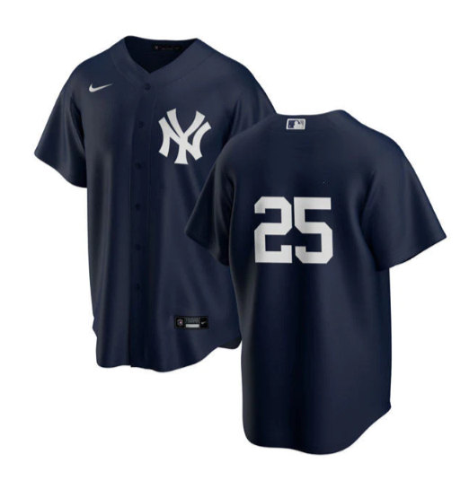 New York Yankees #25 Gleyber Torres Navy Cool Base Stitched Baseball Jersey - Zenithce
