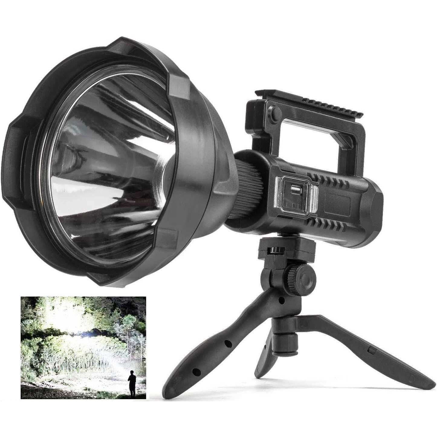 Rechargeable Spotlight Flashlight, Super Bright 900,000 Lumens Spotlight with 3 Main Modes and 4 Colors Filter - Zenithce