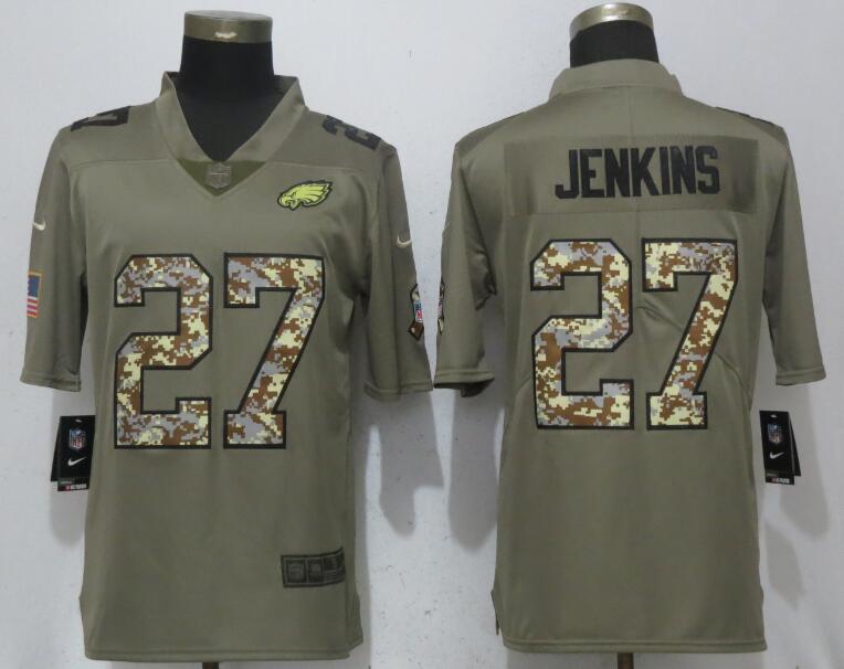 Philadelphia Eagles #27 Malcolm Jenkins Olive Camo Salute To Service Limited Stitched Jersey - Zenithce