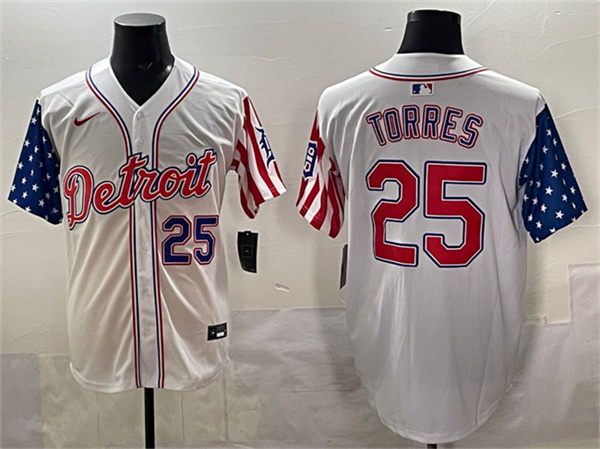 Detroit Tigers #25 Gleyber Torres White 2025 Memorial Day Vapor Premier Limited Stitched Jersey - Zenithce