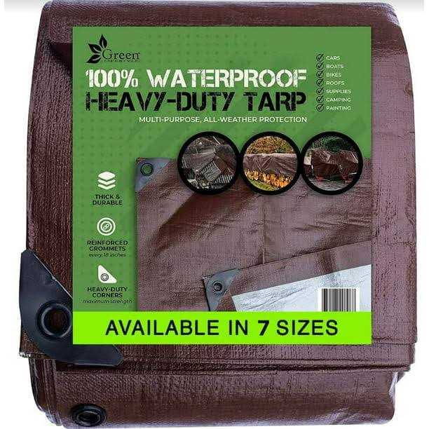 Tarp Cover Brown/Silver Heavy Duty Thick Material Water Proof Tear Proof UV - Zenithce