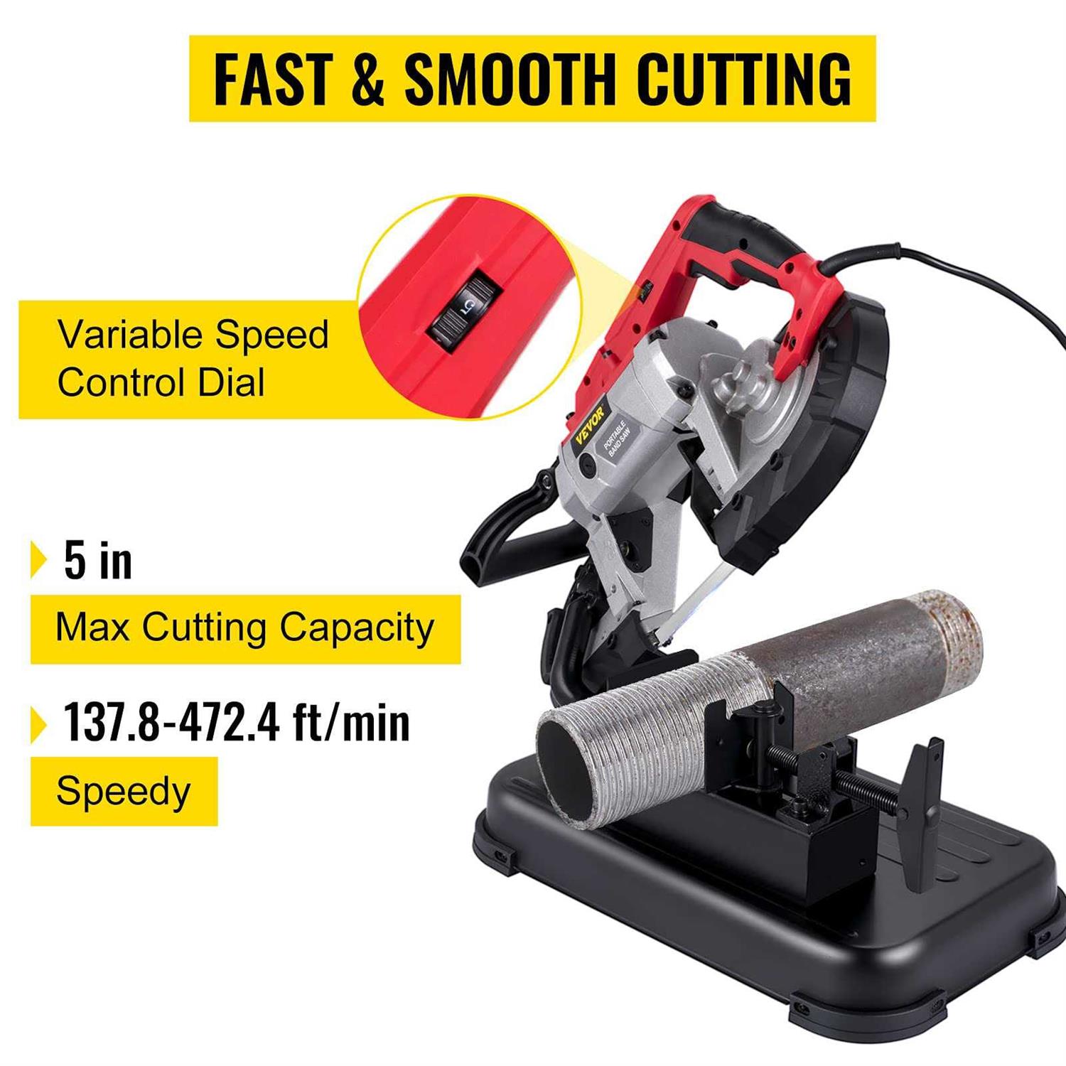 VEVOR Portable Band Saw 110V Removable Alloy Steel Base Cordless Band Saw - Zenithce