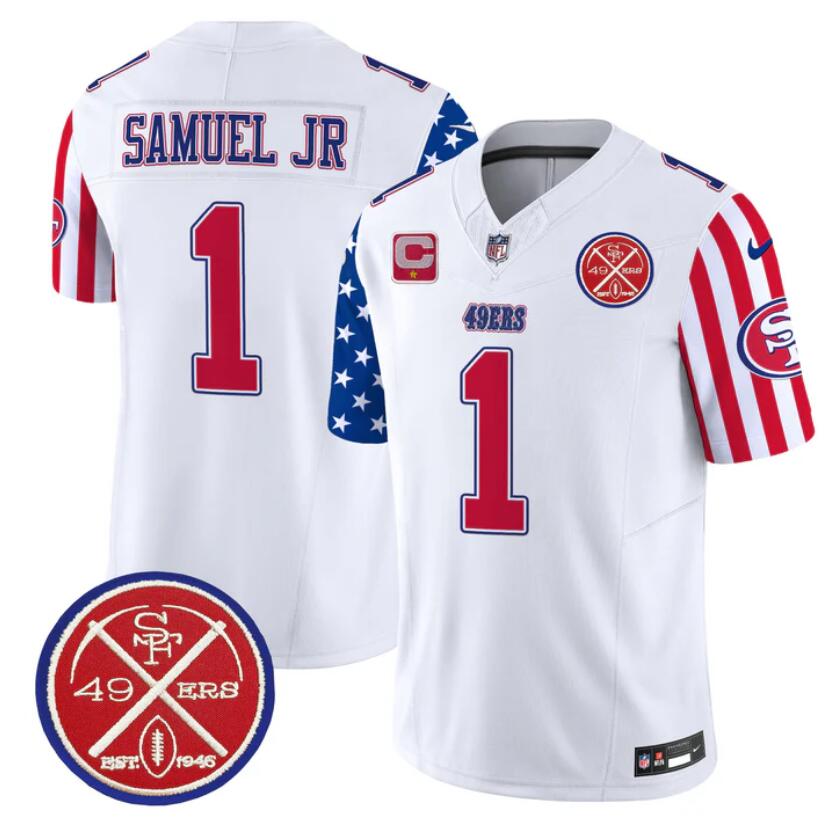 San Francisco 49ers #1 Deebo Samuel White 2024 F.U.S.E. American Vapor Limited Stitched Jersey - Zenithce
