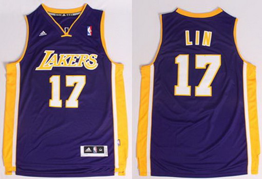 Los Angeles Lakers #17 Jeremy Lin Revolution 30 Swingman Purple Jersey - Zenithce