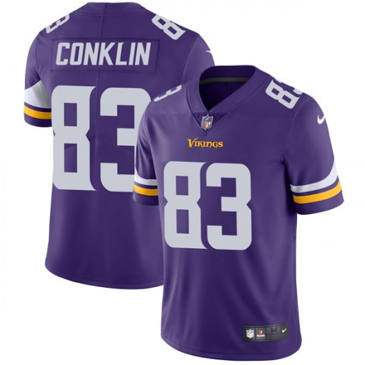 Minnesota Vikings #Tyler Conklin Purple Vapor Untouchable Limited Stitched Jersey - Zenithce