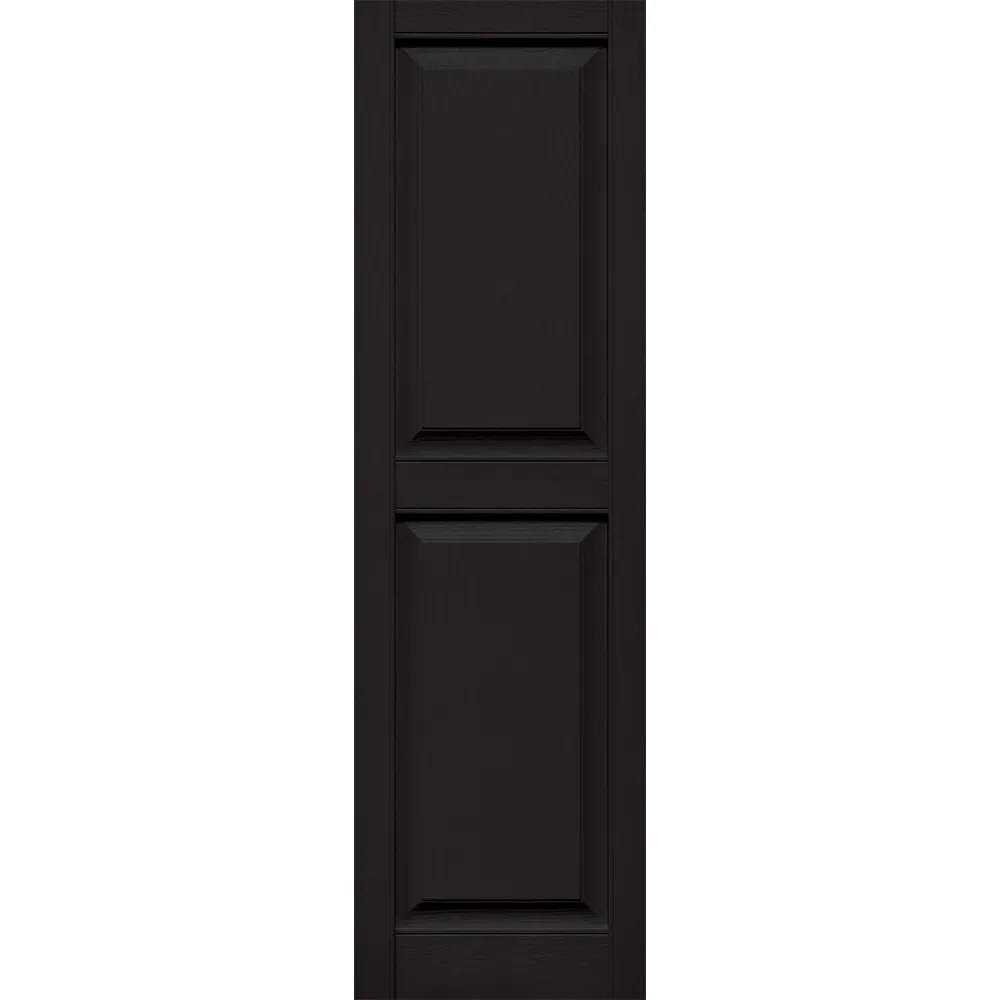 Vantage 14.625 x 54.8125 Black Louvered Vinyl Exterior Shutters V1731455002 - Zenithce