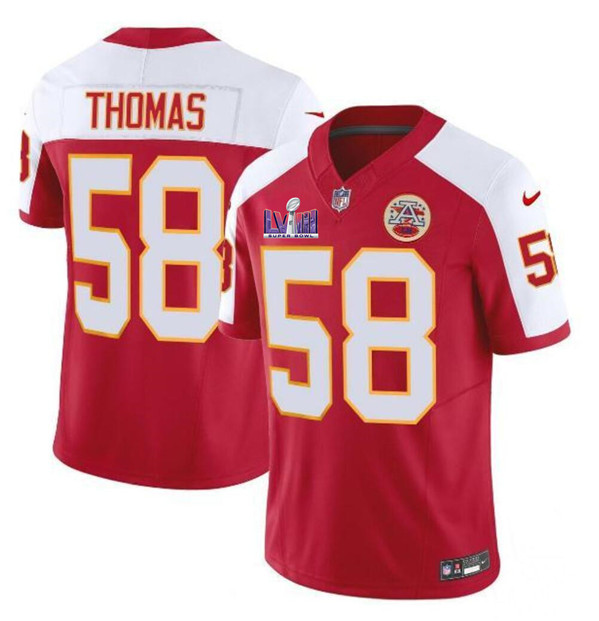 Kansas City Chiefs #58 Derrick Thomas Red White 2024 F.U.S.E. Super Bowl LVIII Patch Vapor Untouchable Limited Stitched Jersey - Zenithce