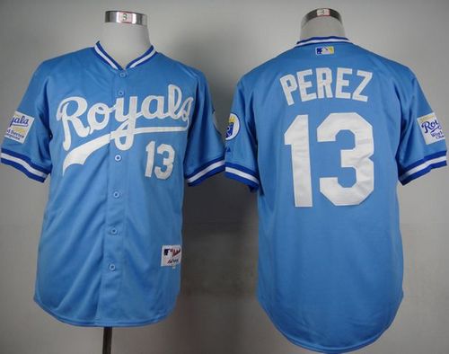 Royals #13 Salvador Perez Light Blue 1985 Turn Back The Clock Stitched Jersey - Zenithce