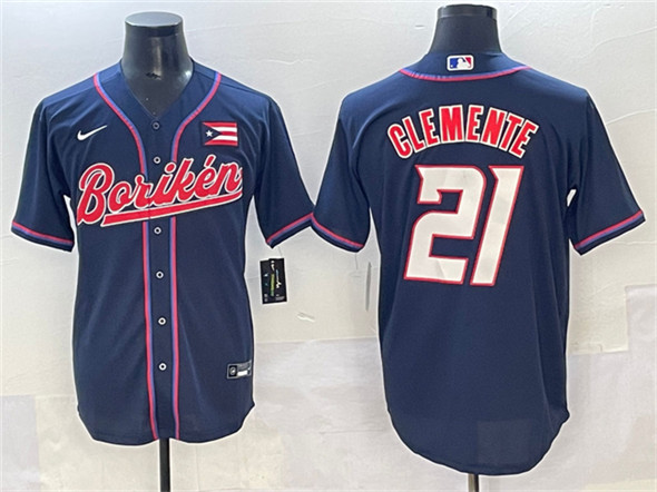 Puerto Rico #21 Roberto Clemente Navy 2023 World Classic Stitched Jersey - Zenithce