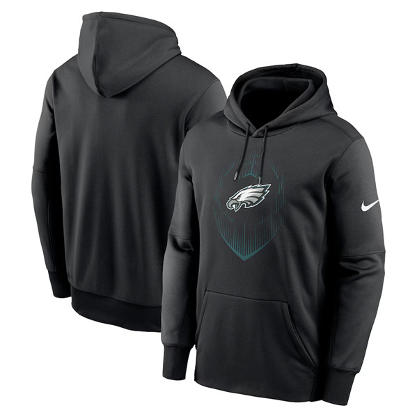 Philadelphia Eagles Black Icon Performance Pullover Hoodie - Zenithce