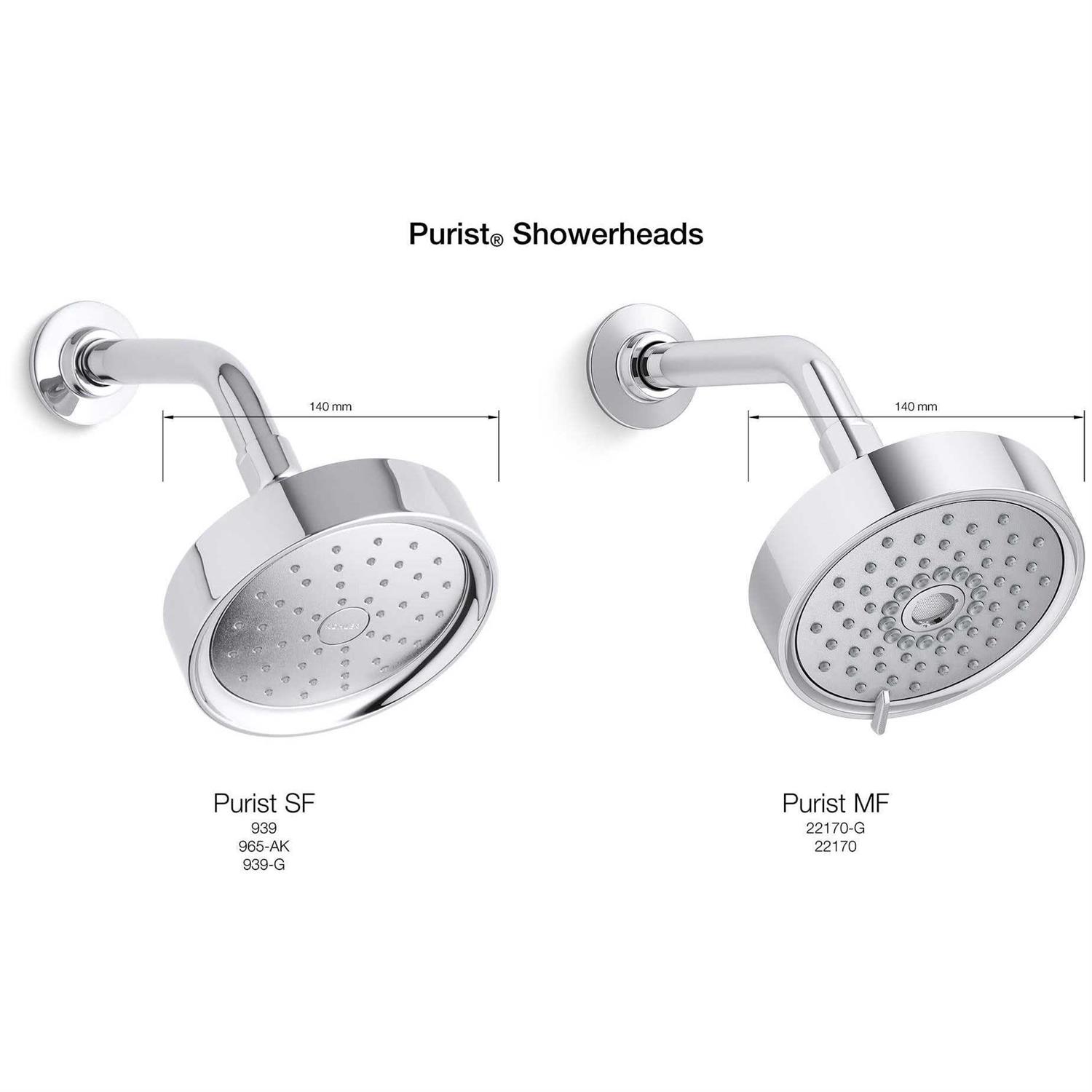KOHLER Purist 1.75 GPM multifunction Showerhead air-induction technology - Zenithce