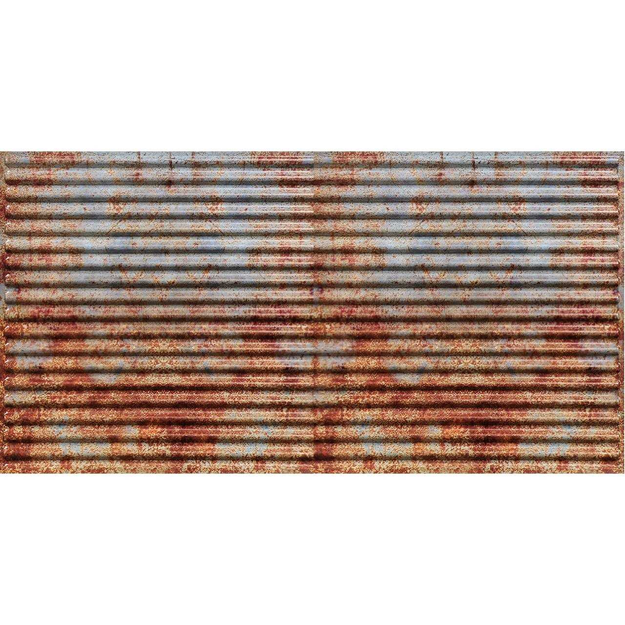 From Plain To Beautiful In Hours Ridged 2 ft. x 2 ft. PVC Glue-up or Lay in Ceiling Tile in Old Tin Roof - Zenithce