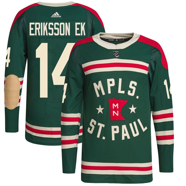 Minnesota Wild #14 Joel Eriksson Ek 2022 Green Winter Classic Stitched Jersey - Zenithce