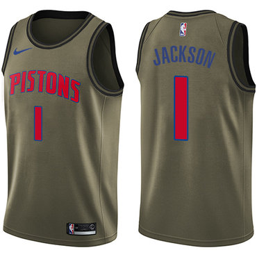 Pistons #1 Reggie Jackson Green Salute to Service Swingman Jersey - Zenithce
