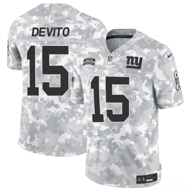 New York Giants #15 Tommy DeVito 2024 F.U.S.E. Arctic Camo Salute To Service Limited Stitched Jersey - Zenithce