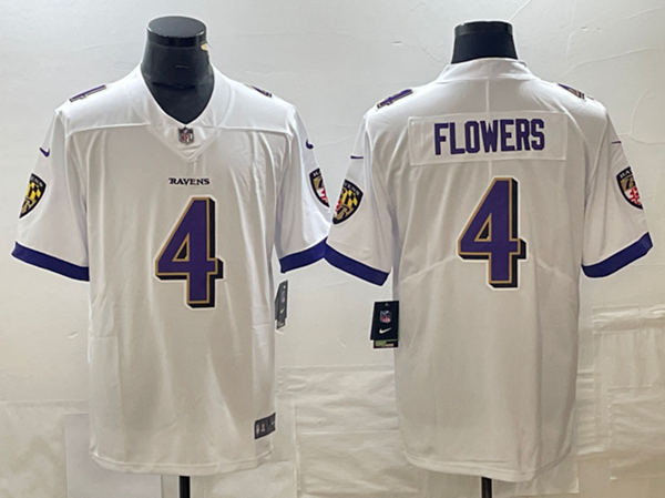 Baltimore Ravens #4 Zay Flowers White Vapor Untouchable Jersey - Zenithce