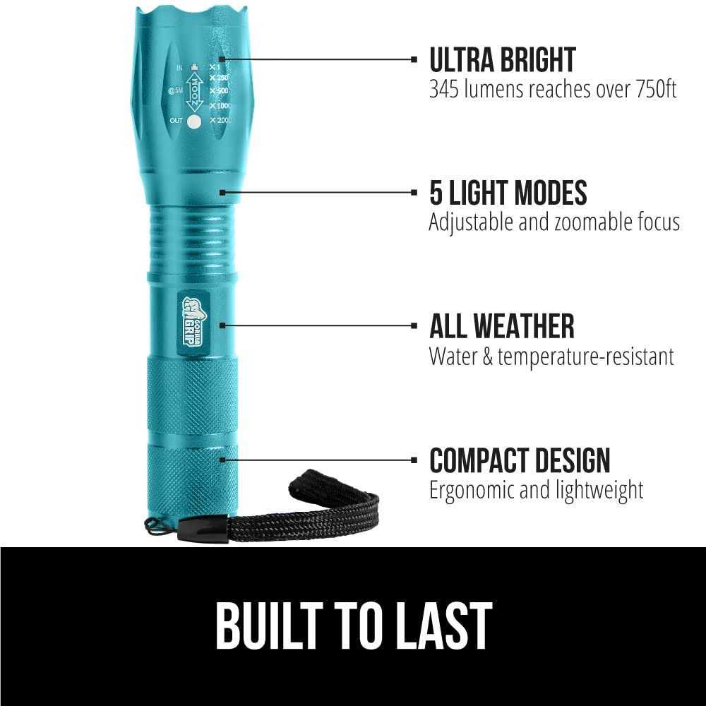 Gorilla Grip LED Tactical Handheld Flashlight High Lumens Ultra Bright 5 Mode - Zenithce