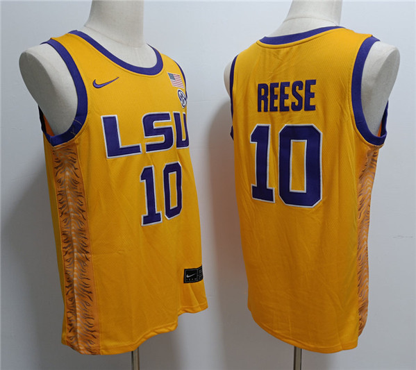 LSU Tigers #10 Angel Reese Yellow Stitched Jersey - Zenithce