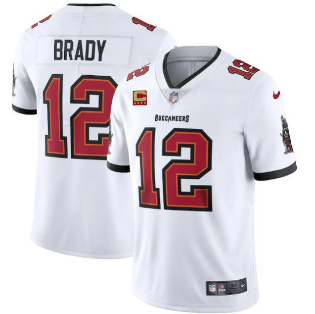 Tampa Bay Buccaneers #12 Tom Brady New White With C Patch Vapor Untouchable Limited Stitched Jersey - Zenithce