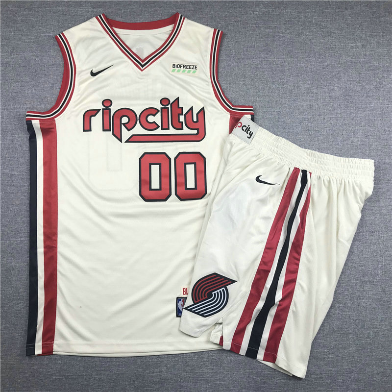 Portland Trail Blazers #00 Carmelo Anthony Cream 2020 City Edition Swingman Jersey With Shorts - Zenithce