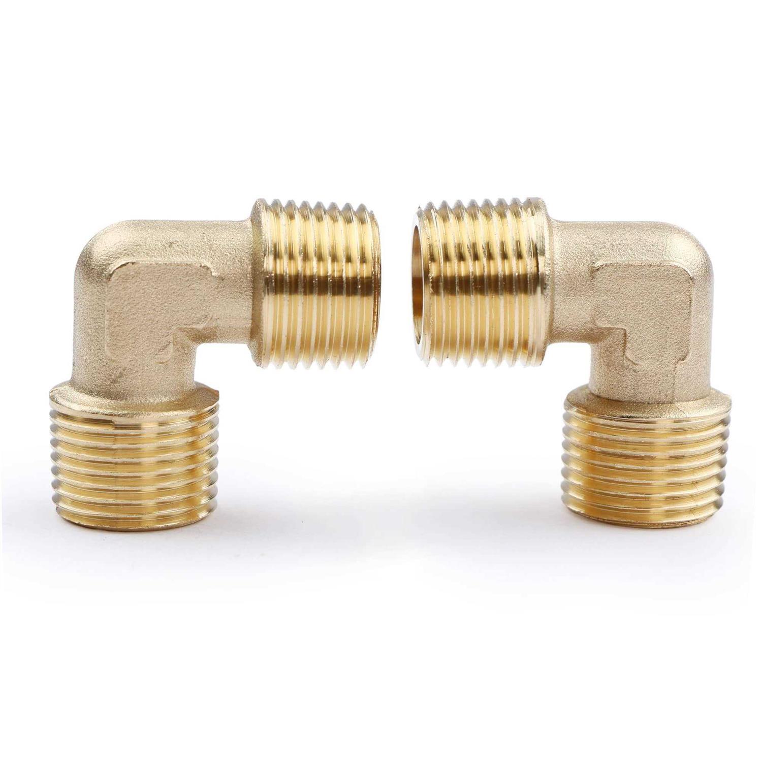 U.S. Solid 2pcs 90 Degree Barstock Street Elbow Brass Pipe Fitting NPT Male Pipe NPT Female - Zenithce