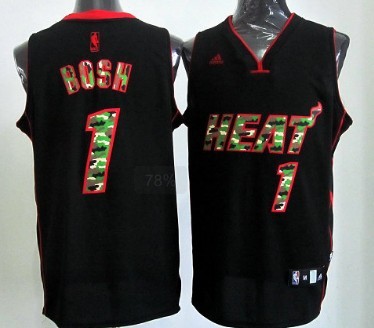 Miami Heats #1 Chris Bosh Black Camo Fashion Jersey - Zenithce