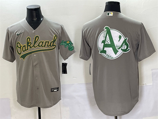 Oakland Athletics Team Big Logo Grey Cool Base Stitched Jersey - Zenithce