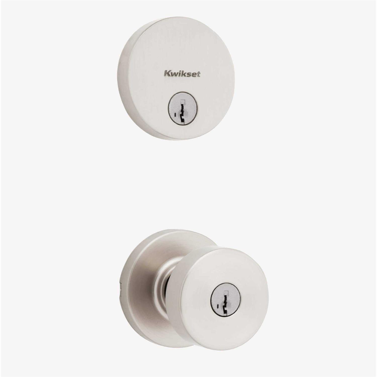 Kwikset Pismo Round Rose Knob Door Combo Pack Featuring SmartKey Security - Zenithce