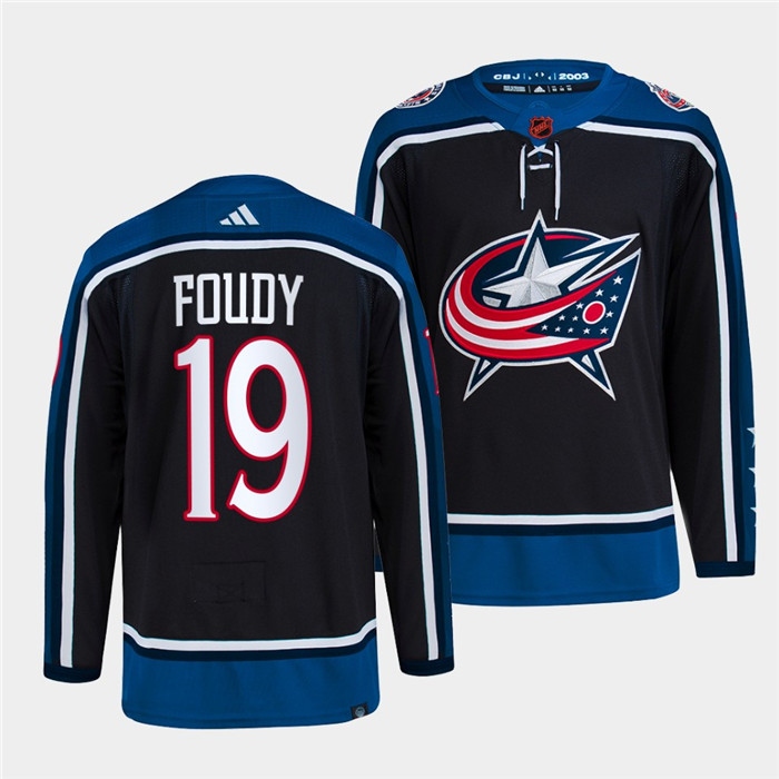 Columbus Blue Jackets #19 Liam Foudy Navy 2022-23 Reverse Retro Stitched Jersey - Zenithce