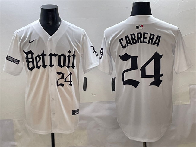 Detroit Tigers #24 Miguel Cabrera White 'Motor Gothic Edition' Vapor Premier Limited Stitched Jersey - Zenithce