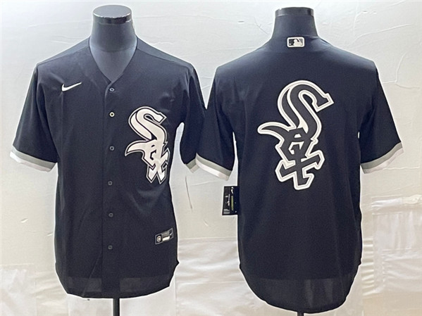 Chicago White Sox Black Team Big Logo Cool Base Stitched Jersey - Zenithce