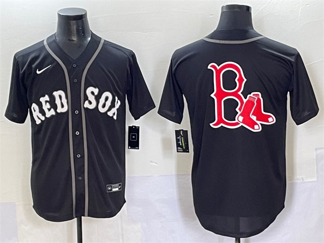 Boston Red Sox Team Big Logo Black Lights Out Limited Stitched Jersey - Zenithce
