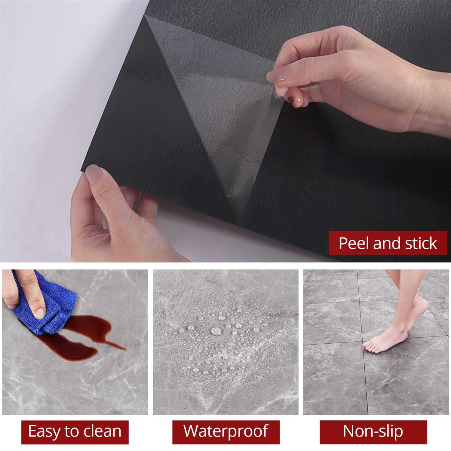 WESTICK Peel and Stick Floor Tile Bathroom Self Adhesive Vinyl Flooring Durable Floor Tiles Peel and Stick Waterproof Removable - Zenithce