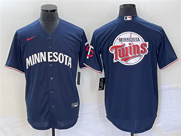 Minnesota Twins With Team Logo In Back Navy Cool Base Stitched Jersey - Zenithce