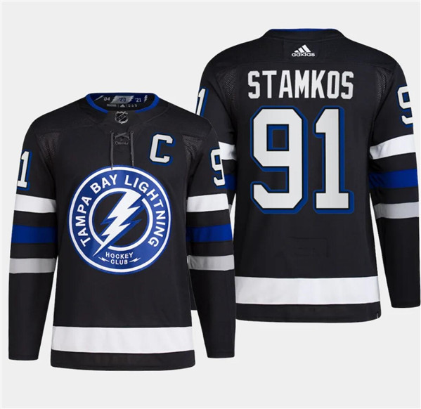 Tampa Bay Lightning #91 Steven Stamkos Black Alternate Premier Breakaway Stitched Jersey - Zenithce
