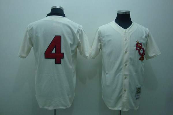 Mitchell And Ness White Sox #4 Luke Appling Stitched Cream Throwback Jersey - Zenithce