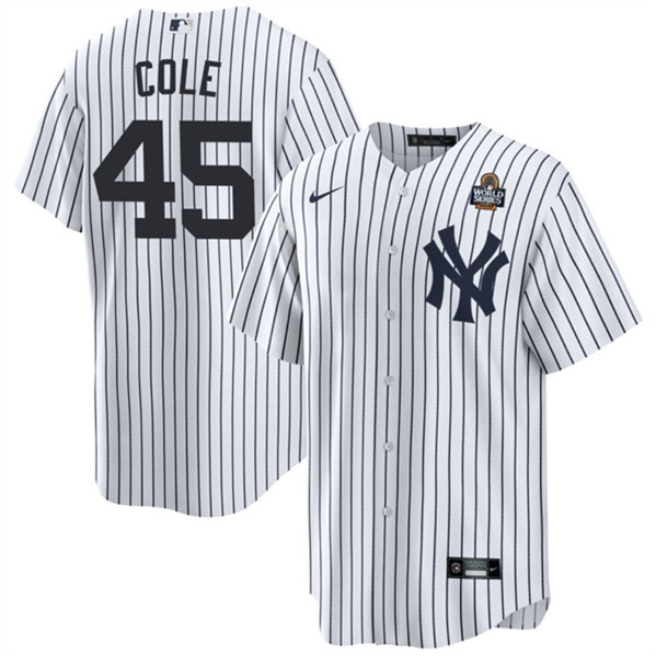 New York Yankees #45 Gerrit Cole White 2024 World Series With Name Cool Base Stitched Jersey - Zenithce