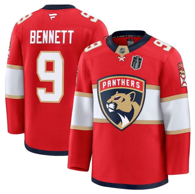 Florida Panthers #9 Sam Bennett Red 2025 Stanley Cup Final Patch Stitched Jersey - Zenithce