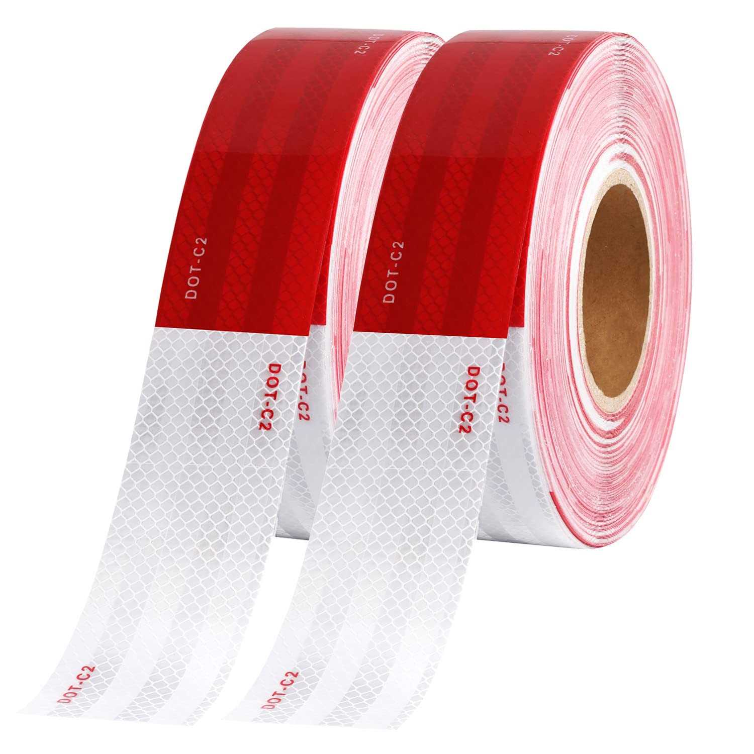 Waenlir 2 inch Reflective Safety Tape Dot-C2 Waterproof Red and White Adhesive Conspicuity Tape for Trailer - Zenithce
