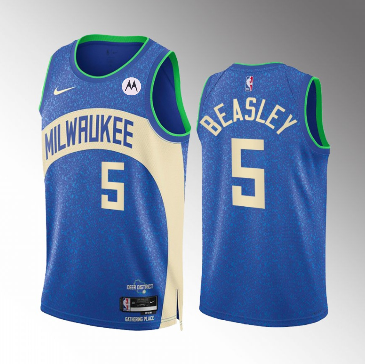 Milwaukee Bucks #5 Malik Beasley Blue 2023-24 City Edition Stitched Jersey - Zenithce
