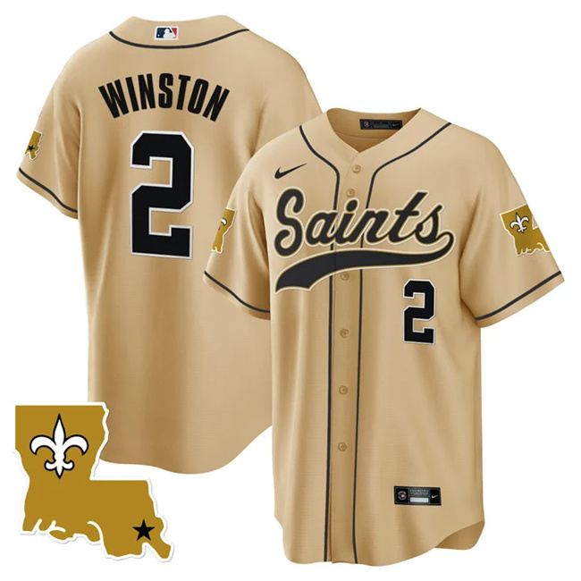 New Orleans Saints #2 Jameis Winston Gold 1987 Legacy Cool Base Stitched Jersey - Zenithce