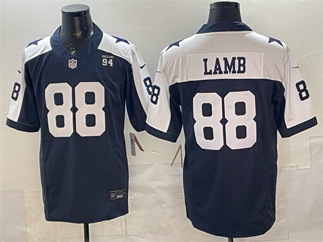 Dallas Cowboys #88 CeeDee Lamb Navy F.U.S.E. 94 Marshawn Kneeland Memorial Patch Vapor Limited Stitched Jersey - Zenithce