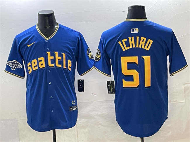 Seattle Mariners #51 Ichiro Suzuki Royal With 2025 AL West Division Champions Patch Limited Stitched jersey - Zenithce
