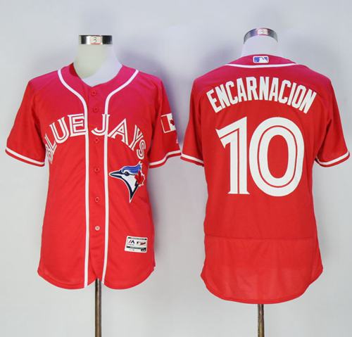 Blue Jays #10 Edwin Encarnacion Red Flexbase Authentic Collection Canada Day Stitched Jersey - Zenithce