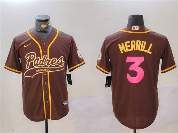 San Diego Padres #3 Jackson Merrill Brown Cool Base Stitched Jersey - Zenithce