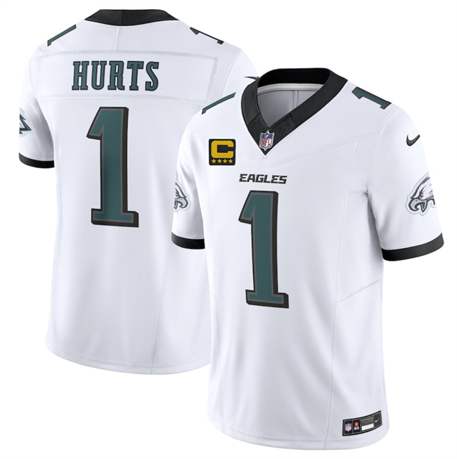 Philadelphia Eagles #1 Jalen Jurts White 2025 F.U.S.E. With 4-Star C Patch Vapor Untouchable Limited Stitched Jersey - Zenithce