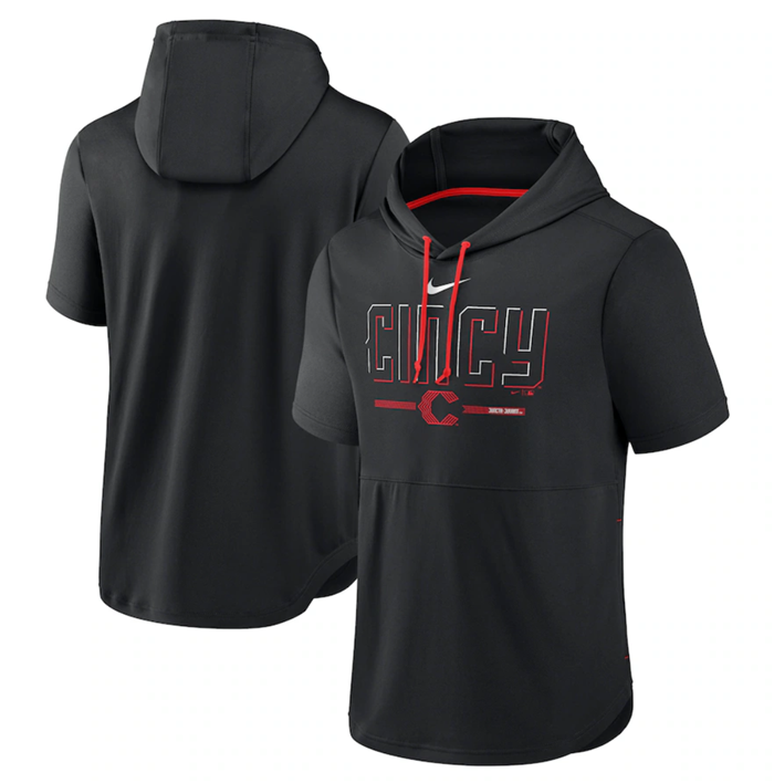 Cincinnati Reds Black 2023 City Connect Short Sleeve Pullover Hoodie - Zenithce